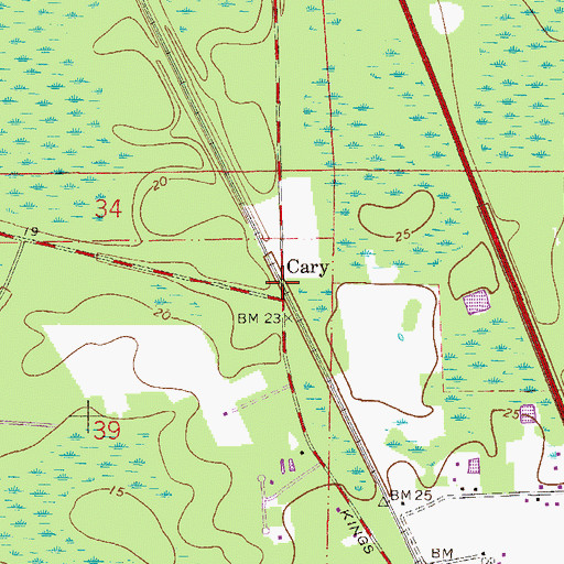 Topographic Map of Cary, FL
