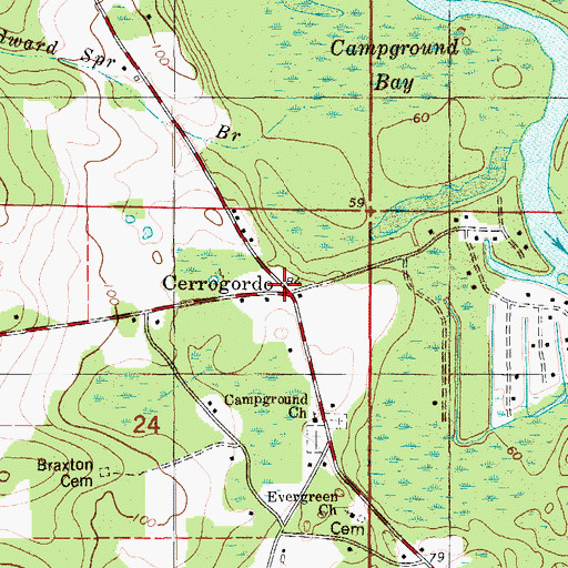 Topographic Map of Cerrogordo, FL