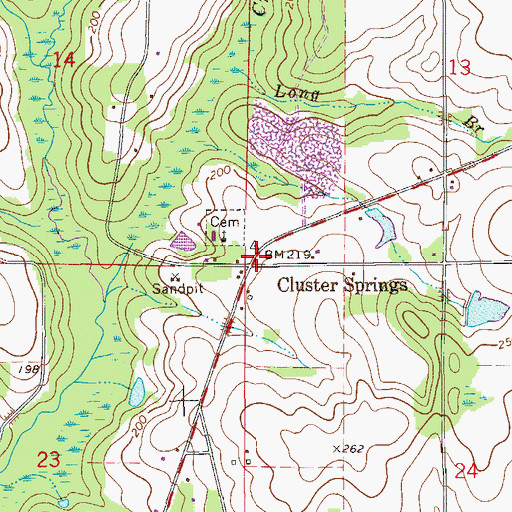 Topographic Map of Cluster Springs, FL
