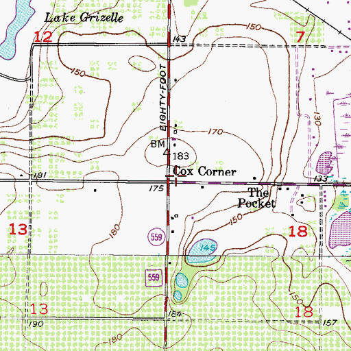 Topographic Map of Cox Corner, FL
