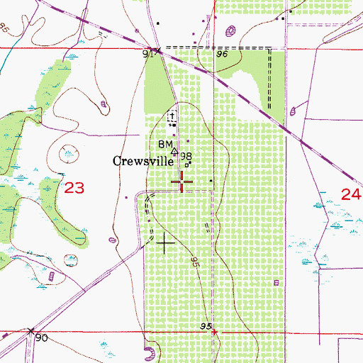 Topographic Map of Crewsville, FL
