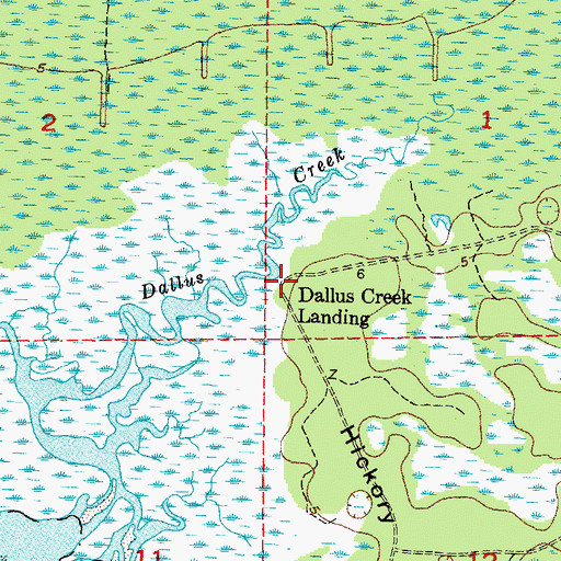 Topographic Map of Dallus Creek Landing, FL