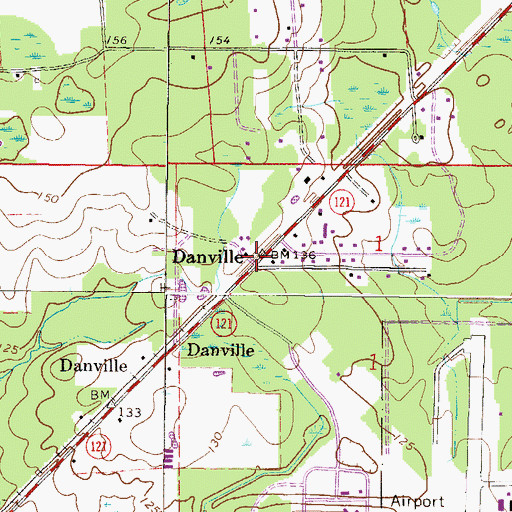 Topographic Map of Danville, FL