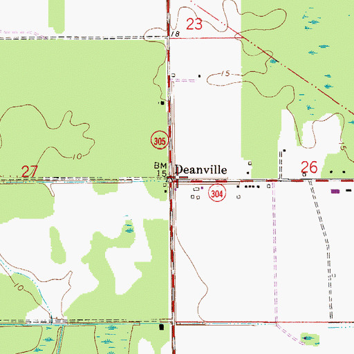 Topographic Map of Deanville, FL