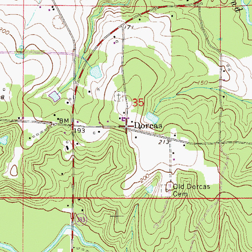 Topographic Map of Dorcas, FL