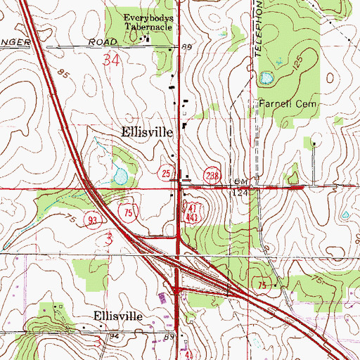Topographic Map of Ellisville, FL