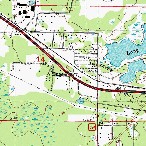 Topographic Map of Eugene, FL