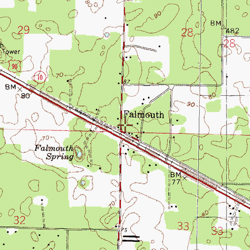Topographic Map of Falmouth, FL