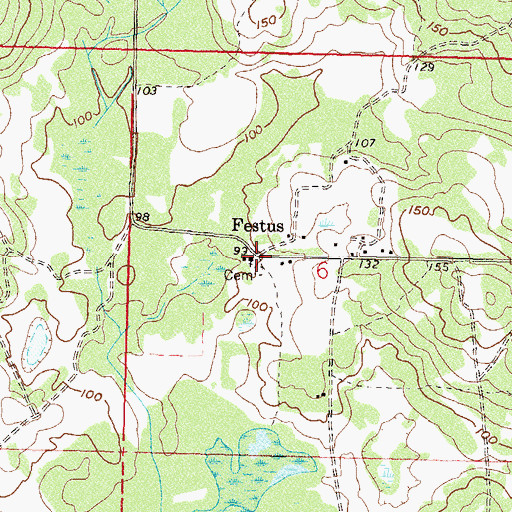 Topographic Map of Festus, FL
