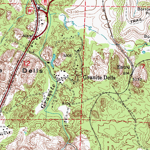 Topographic Map of Granite Dells, AZ