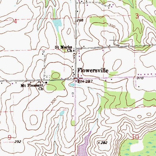 Topographic Map of Flowersville, FL