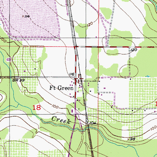 Topographic Map of Fort Green, FL