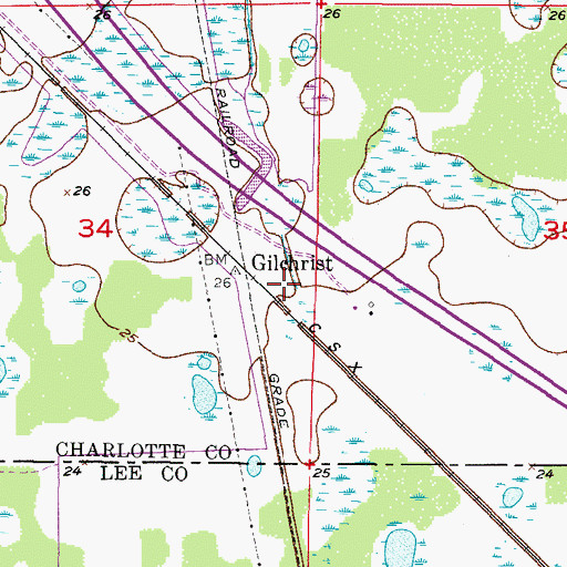 Topographic Map of Gilchrist, FL