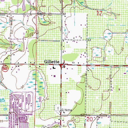 Topographic Map of Gillette, FL