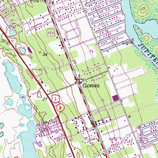 Topographic Map of Gomez, FL