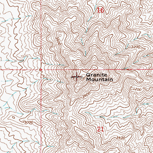 Topographic Map of Granite Mountain, AZ