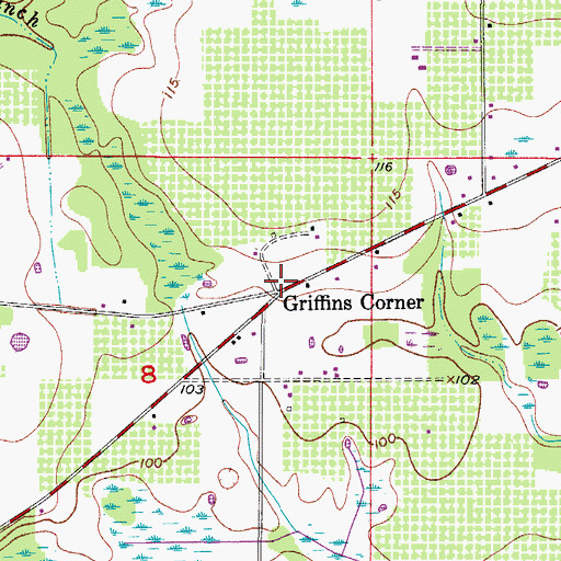 Topographic Map of Griffins Corner, FL