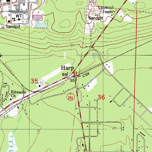 Topographic Map of Harp, FL