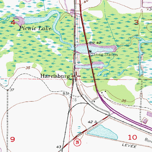 Topographic Map of Harrisburg, FL