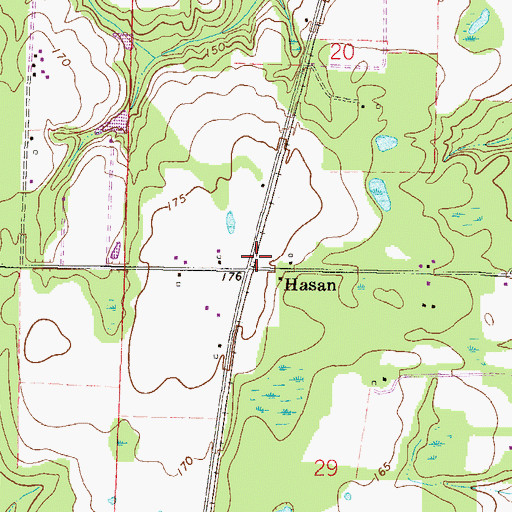Topographic Map of Hasan, FL