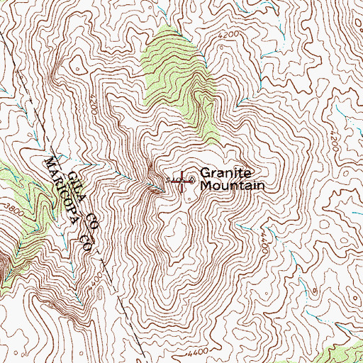 Topographic Map of Granite Mountain, AZ