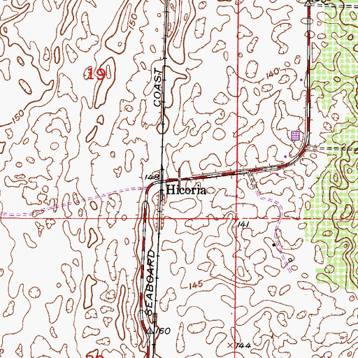 Topographic Map of Hicoria, FL