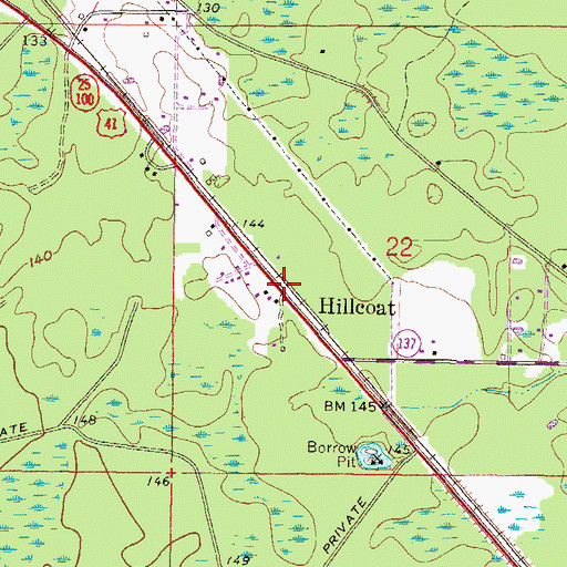 Topographic Map of Hillcoat, FL