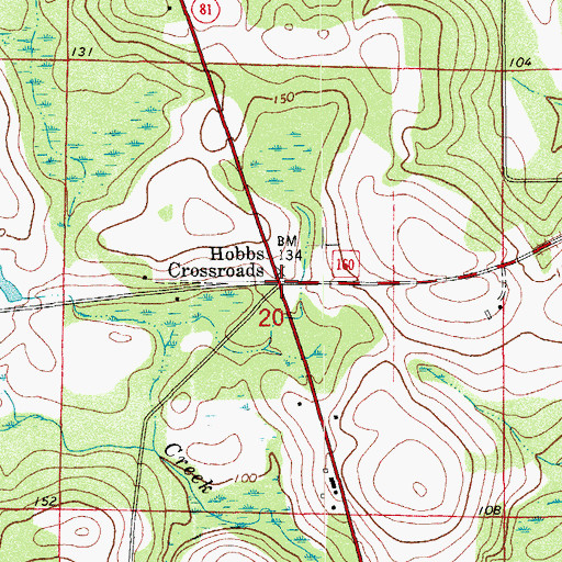 Topographic Map of Hobbs Crossroads, FL