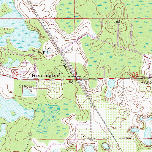 Topographic Map of Huntington, FL