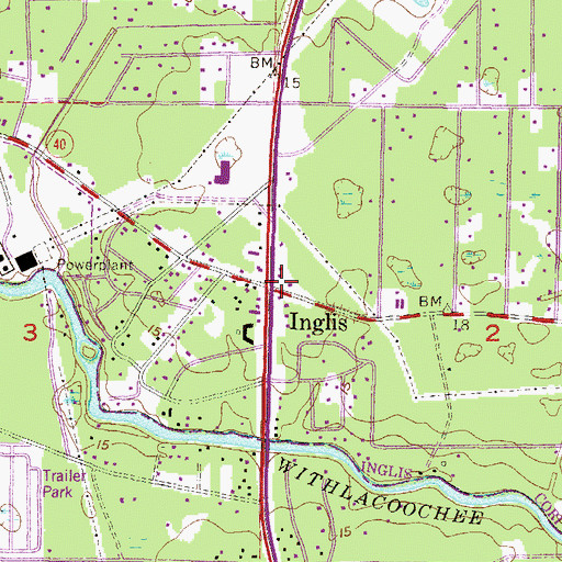Topographic Map of Inglis, FL