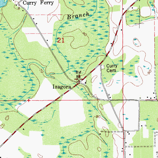 Topographic Map of Izagora, FL