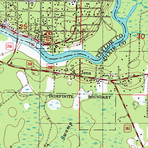 Topographic Map of Jena, FL
