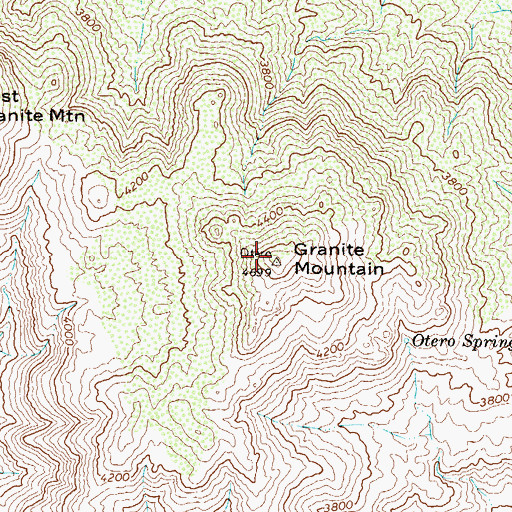 Topographic Map of Granite Mountain, AZ