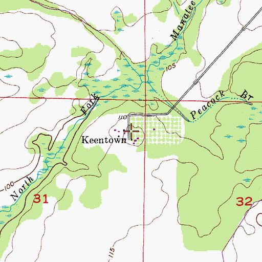 Topographic Map of Keentown, FL