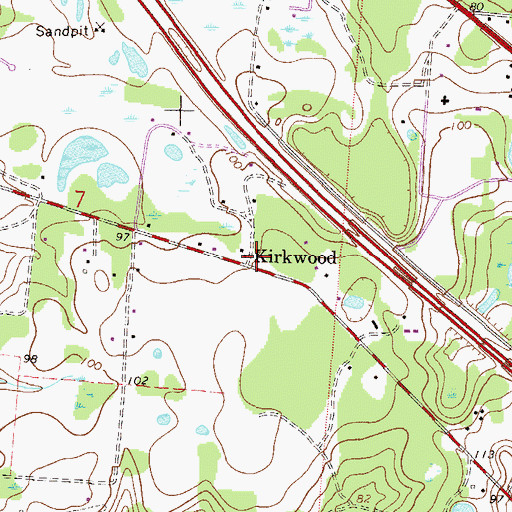 Topographic Map of Kirkwood, FL