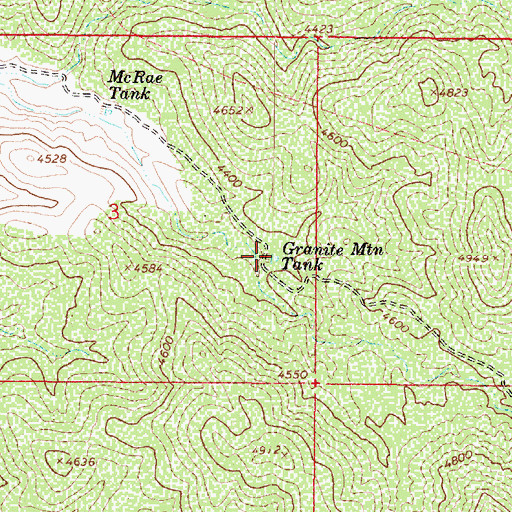 Topographic Map of Granite Mountain Tank, AZ