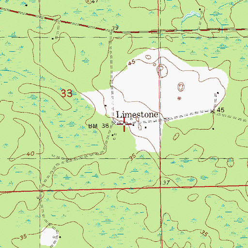 Topographic Map of Limestone, FL
