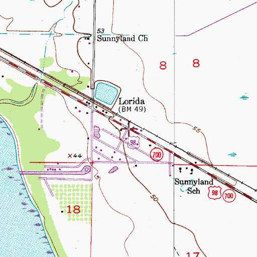 Topographic Map of Lorida, FL