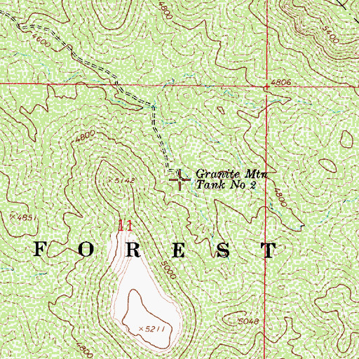 Topographic Map of Granite Mountain Tank Number Two, AZ