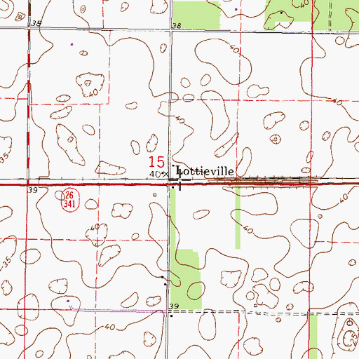 Topographic Map of Lottieville, FL