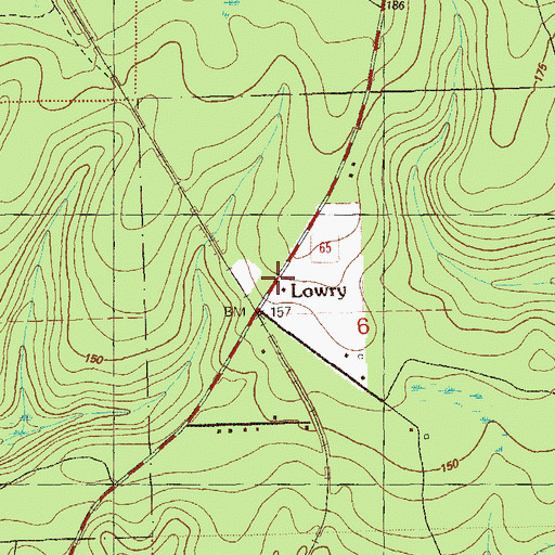 Topographic Map of Lowry, FL