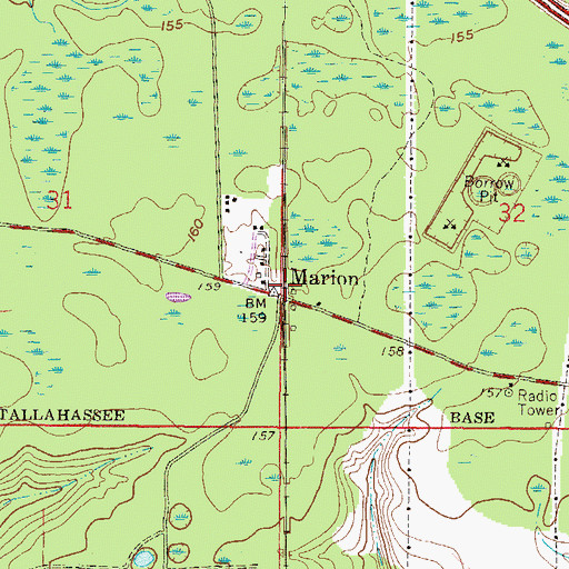 Topographic Map of Marion, FL