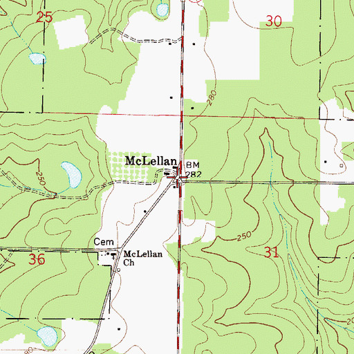 Topographic Map of McLellan, FL