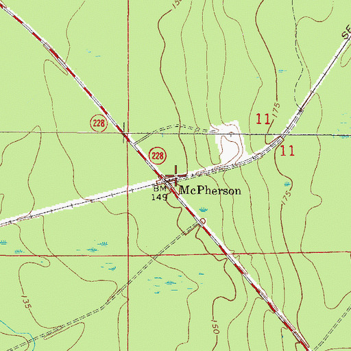 Topographic Map of McPherson, FL