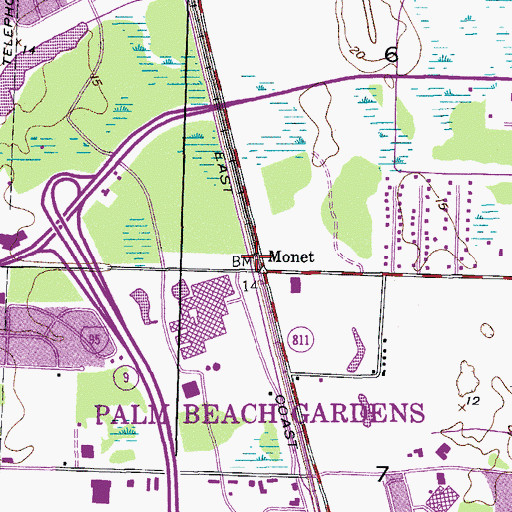 Topographic Map of Monet, FL