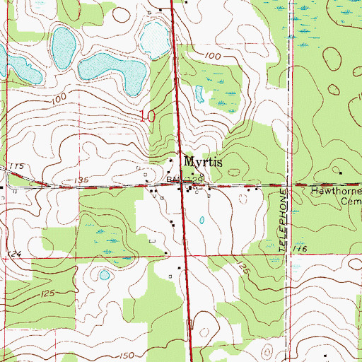 Topographic Map of Myrtis, FL