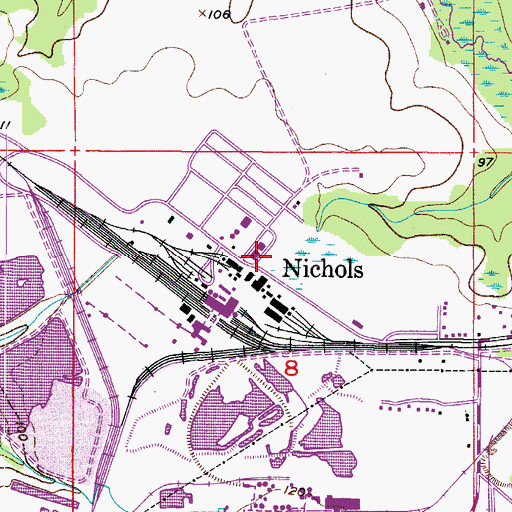 Topographic Map of Nichols, FL