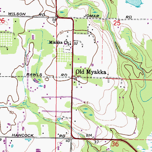 Topographic Map of Old Myakka, FL