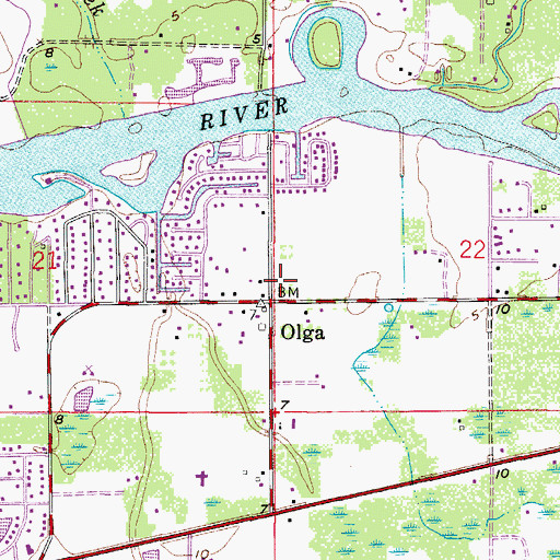Topographic Map of Olga, FL