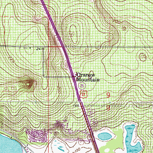 Topographic Map of Orange Mountain, FL
